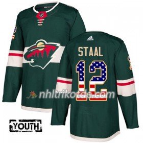 Minnesota Wild Trikot Eric Staal 12 Adidas 2017-2018 Grün USA Flag Fashion Authentic - Kinder